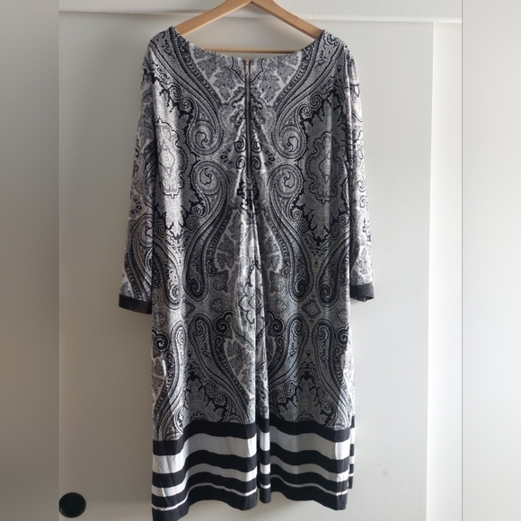 Paisley Pattern Art To Wear Stretch Knit Knee Length Sheath Dress Black White 3X - Picture 8 of 8